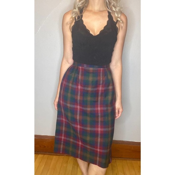 VINTAGE Rainbow Wool Holiday Midi Skirt 10 - Picture 1 of 5